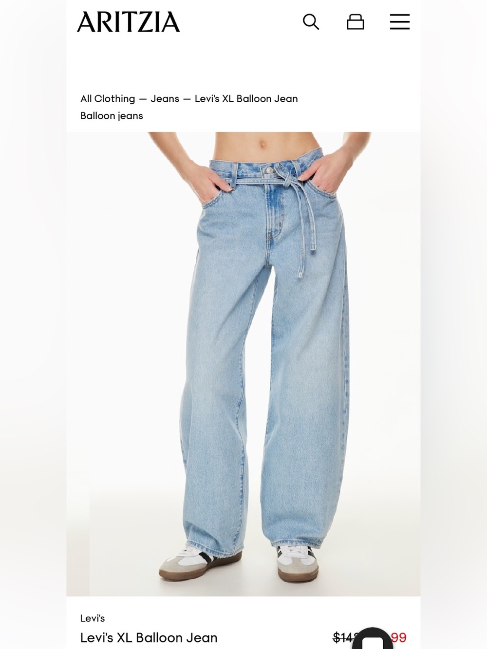 Levi's light wash XL Balloon Jeans
